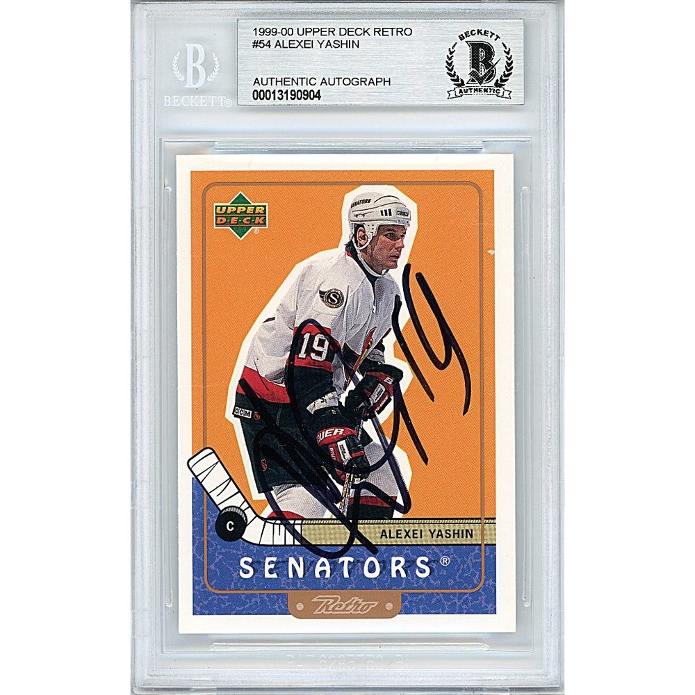 Alexei Yashin Signed Senators Upper Deck Hockey Card Beckett BAS Autograph Slab